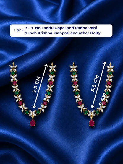 Yugalika AD Haar for Jugal Jodi, featuring sparkling AD stones for an elegant and coordinated Radha Krishna shringar.