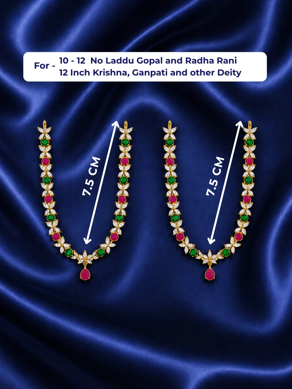 Yugalika AD Haar for Jugal Jodi, featuring sparkling AD stones for an elegant and coordinated Radha Krishna shringar.