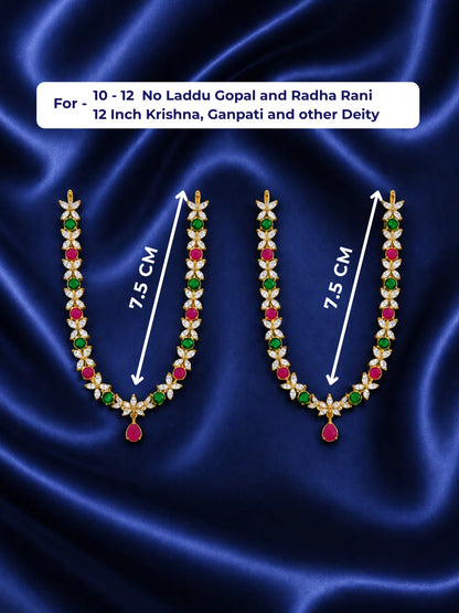 Yugalika AD Haar for Jugal Jodi, featuring sparkling AD stones for an elegant and coordinated Radha Krishna shringar.