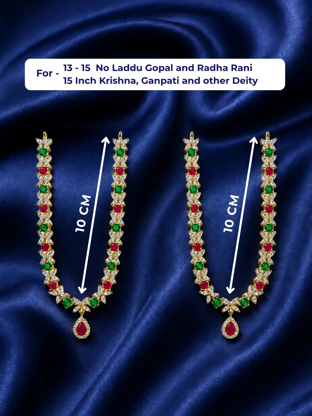 Yugalika AD Haar for Jugal Jodi, featuring sparkling AD stones for an elegant and coordinated Radha Krishna shringar.