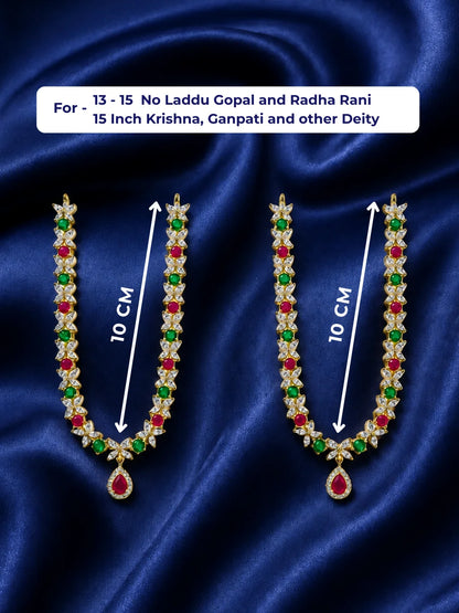 Yugalika AD Haar for Jugal Jodi, featuring sparkling AD stones for an elegant and coordinated Radha Krishna shringar.