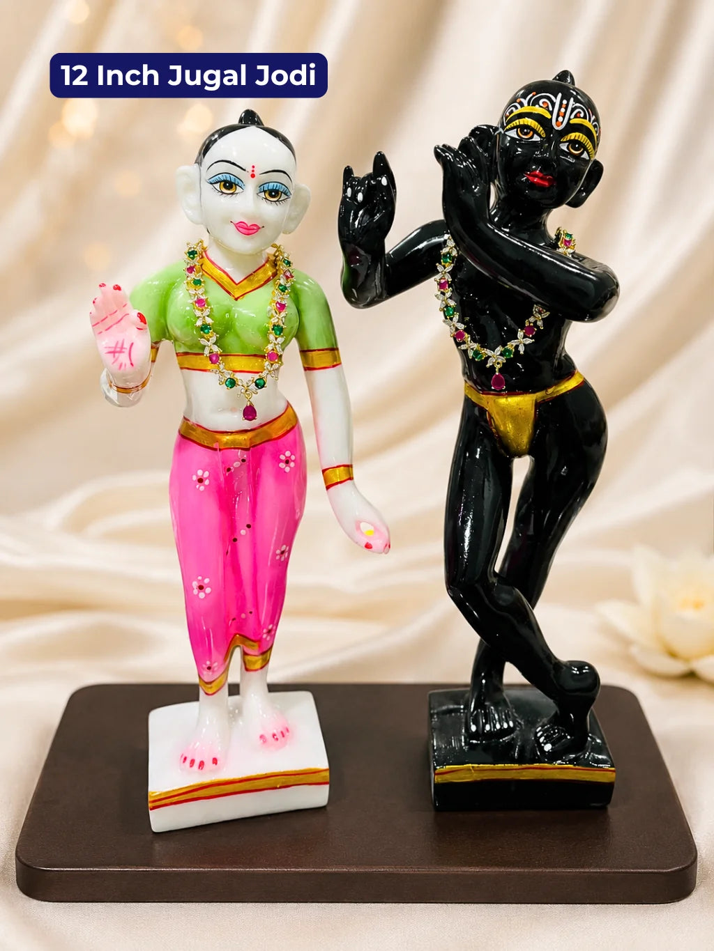 Yugalika AD Haar for Jugal Jodi, featuring sparkling AD stones for an elegant and coordinated Radha Krishna shringar.
