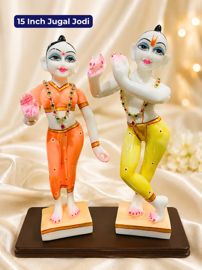 Yugalika AD Haar for Jugal Jodi, featuring sparkling AD stones for an elegant and coordinated Radha Krishna shringar.