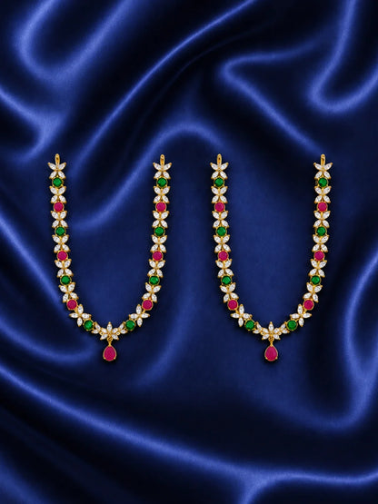 Yugalika AD Haar for Jugal Jodi, featuring sparkling AD stones for an elegant and coordinated Radha Krishna shringar.