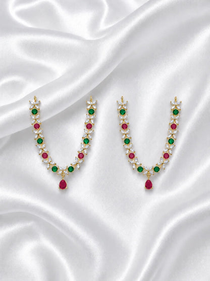 Yugalika AD Haar for Jugal Jodi, featuring sparkling AD stones for an elegant and coordinated Radha Krishna shringar.