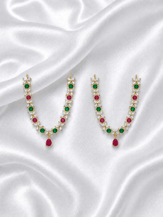 Yugalika AD Haar for Jugal Jodi, featuring sparkling AD stones for an elegant and coordinated Radha Krishna shringar.