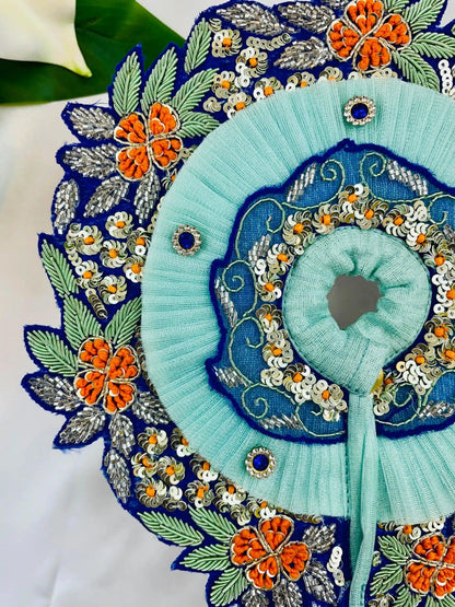 Celestial Blue Zari Embroidered Dress - Mero Kanha Ji