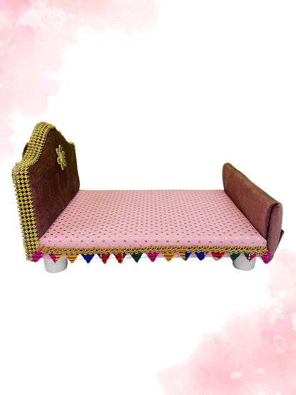 Laddu Gopal Bed Pastel Pink - Mero Kanha Ji