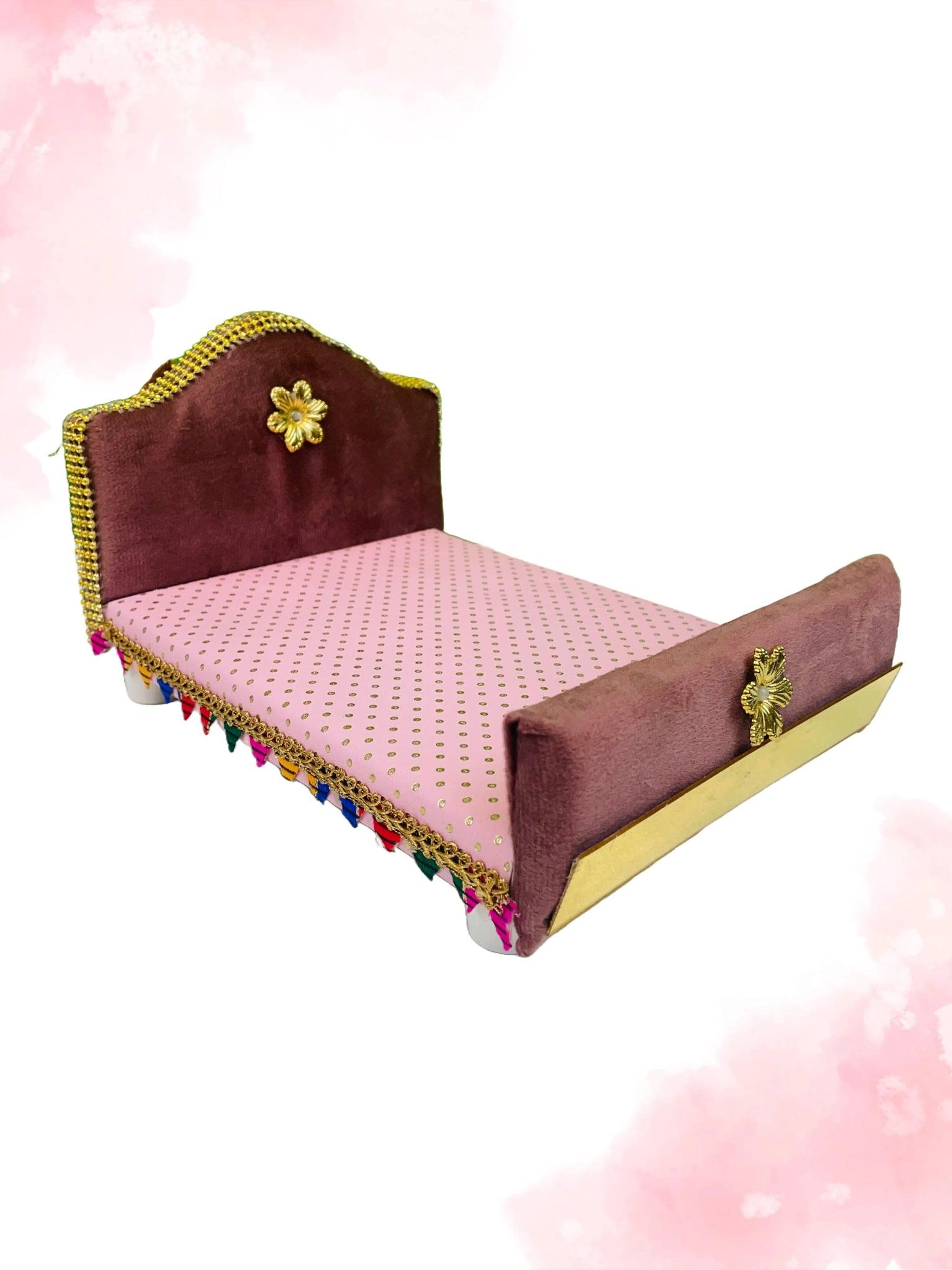 Laddu Gopal Bed Pastel Pink - Mero Kanha Ji