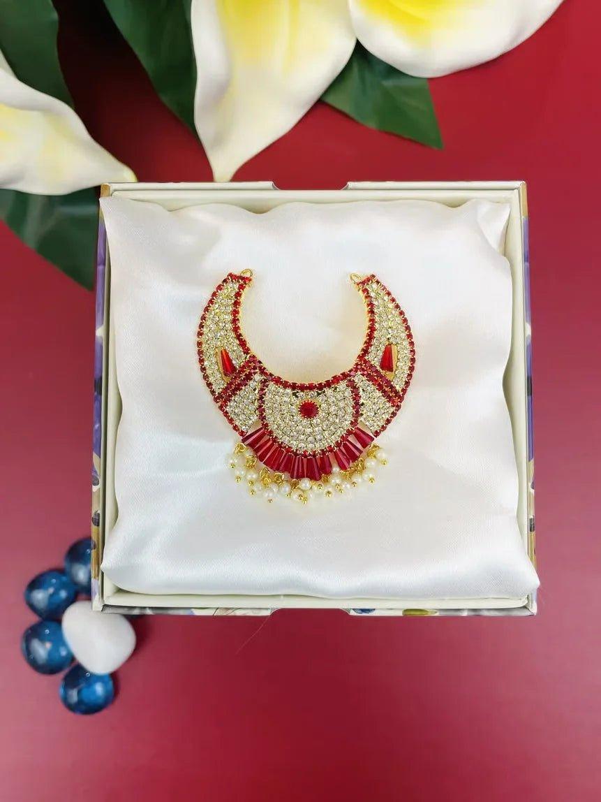 Red & Gold Crescent Ornament - Mero Kanha Ji